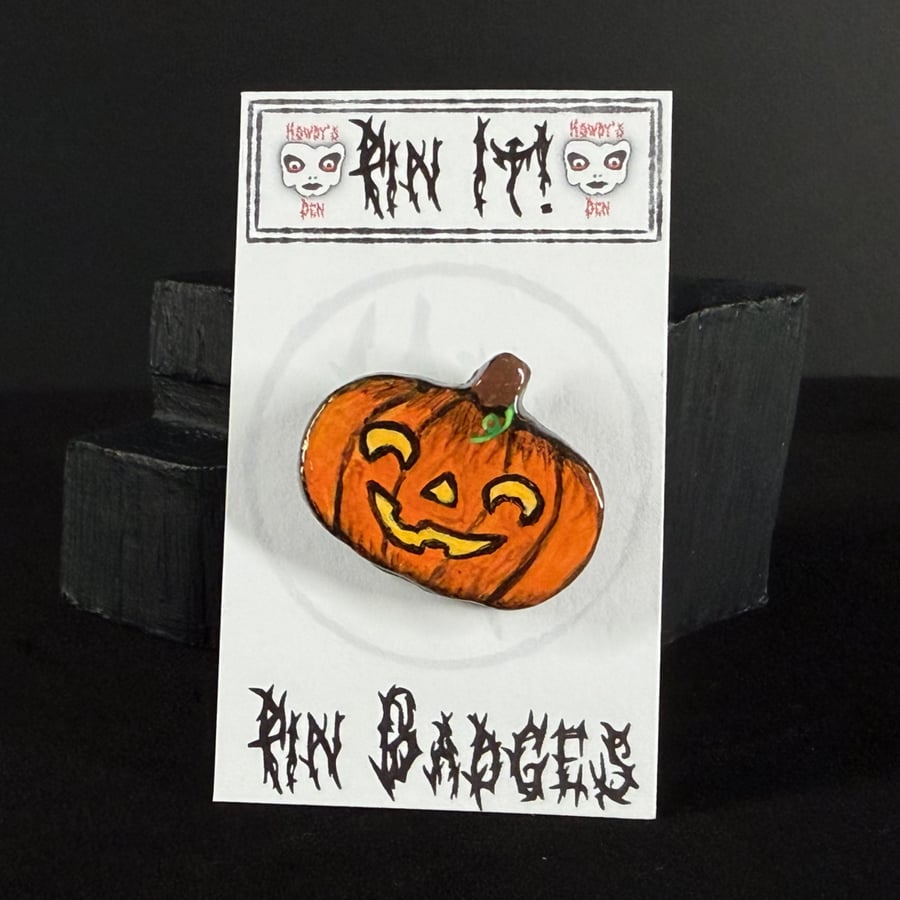 Pin It! Jack o'Lantern Cold Porcelain Pin Badge 