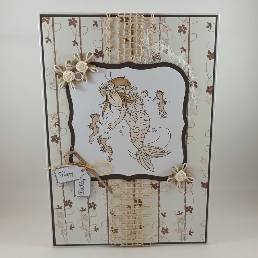 Handmade birthday card - the mermaid