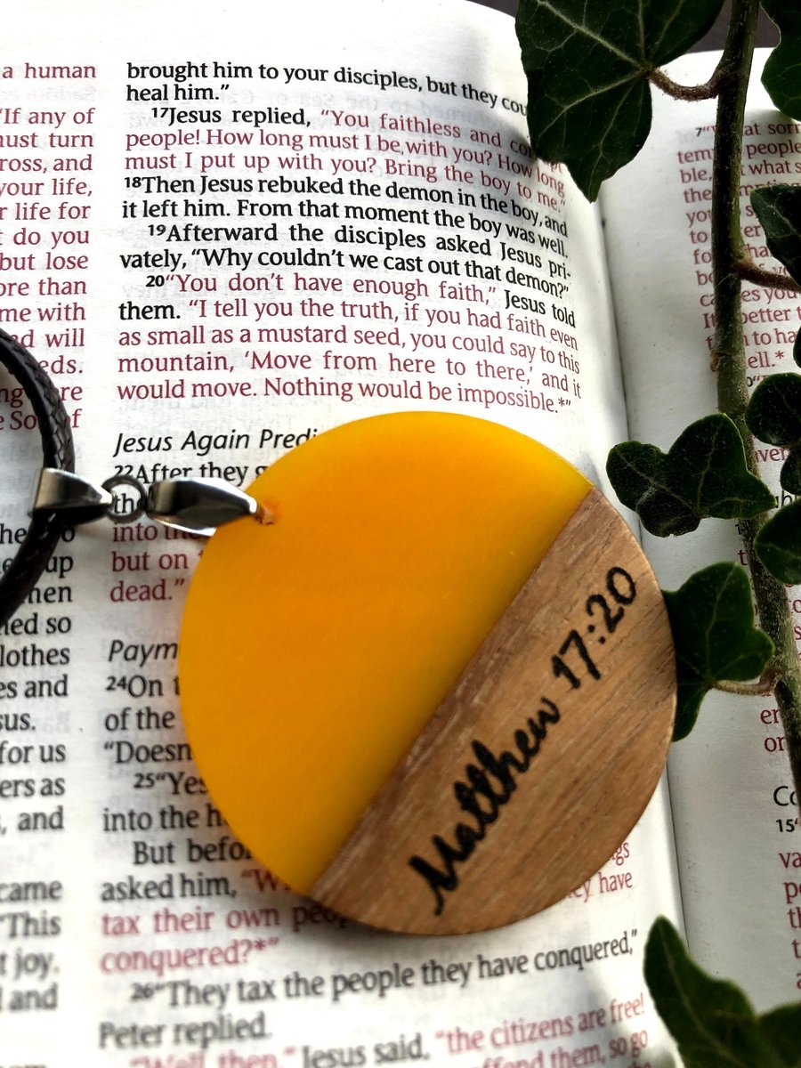 Personalised Yellow Bible Verse Necklace, This Little L,Custom Necklace, Wood&Re