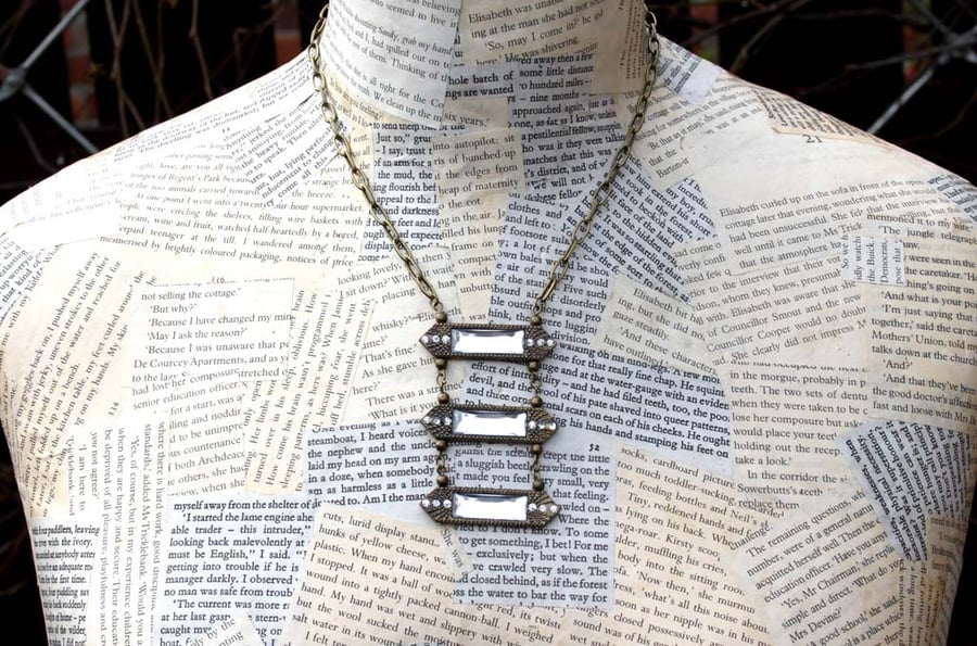 SALE Vintage style Antique Gold Gothic Steampunk Diamonte Handmade Necklace