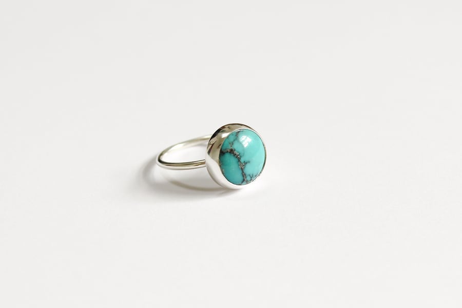 Turquoise ring, silver ring, Chinese turquoise