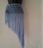 Light blue crochet mesh sarong skirt with fringe