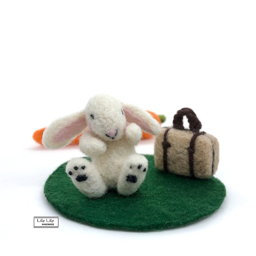 SOLD Radley, baby bunny staycation rabbit, needle felted by Lily Lily Handmade