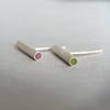 Sterling Silver Funky Tube Stud Earrings