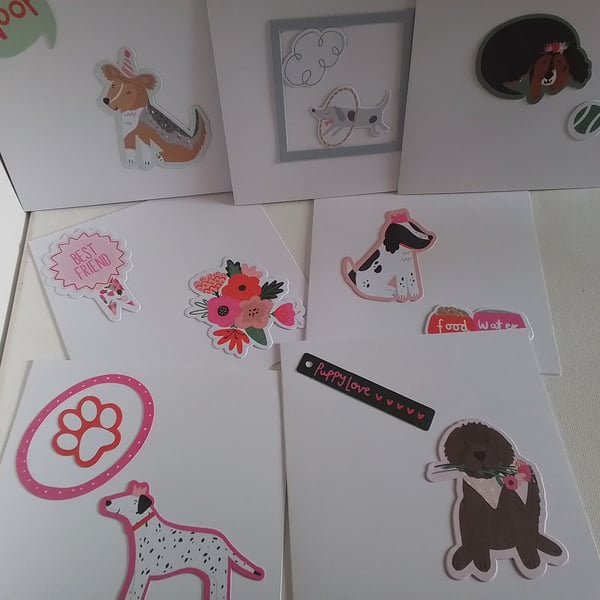 Set of 7 dog themed cards. Ref 527. Summer seconds