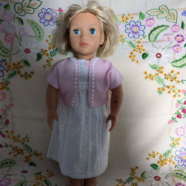 Christening White and Pink Dolls outfit, dress and jacket Our Generation Doll