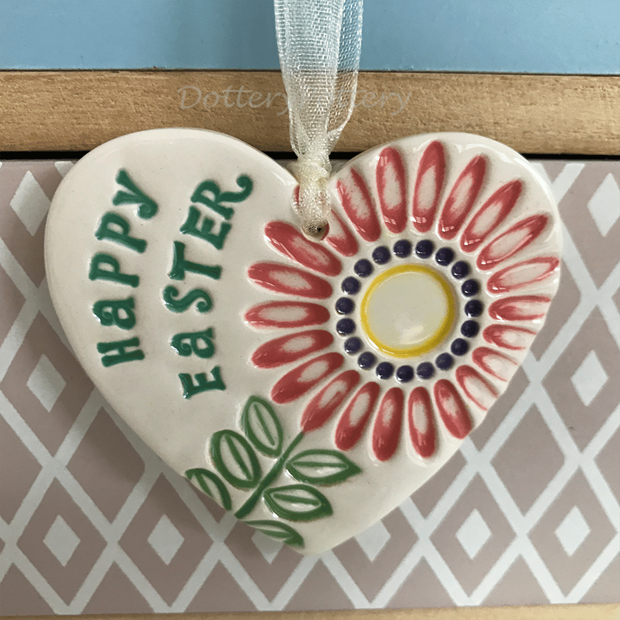 Small Ceramic heart Easter decoration