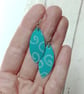 Aqua coloured Batik style Earrings - Image 4