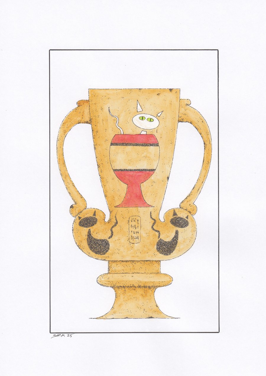 Twin Handled Cat Cup