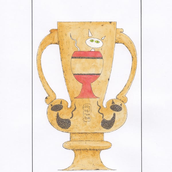 Twin Handled Cat Cup