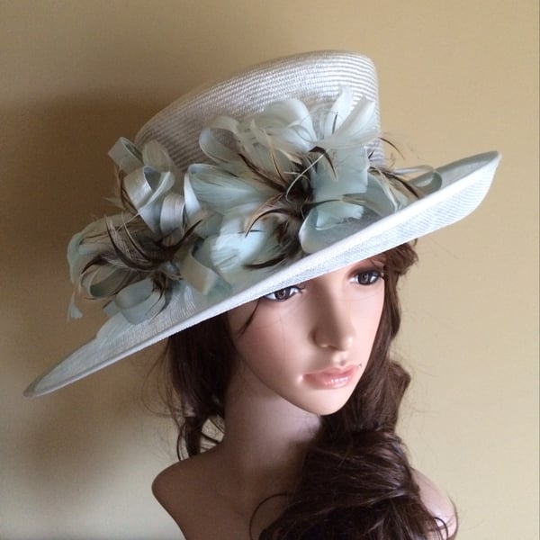Bespoke Mint green hat mother of the bride, weddings,races
