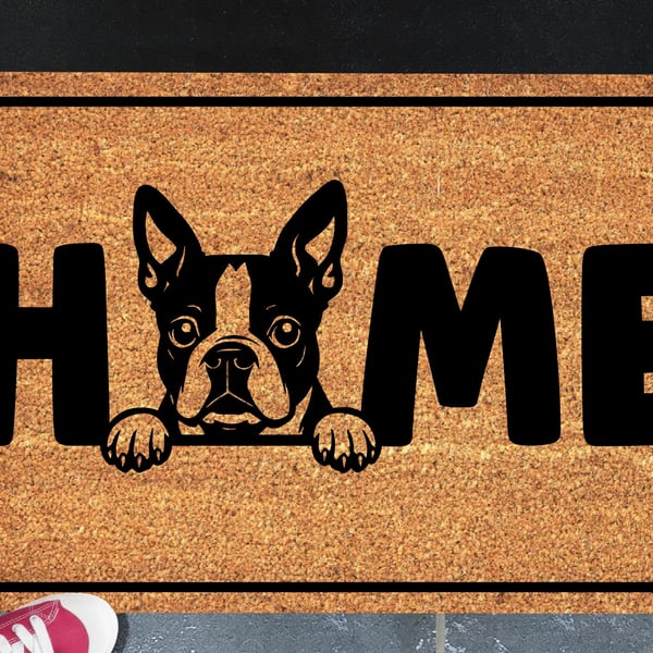 Boston Terrier Door Mat No.3 - Boston Terrier Dog Doormat - 3 Sizes