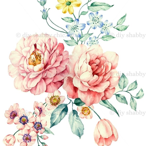 Waterslide Furniture Vintage Image Transfer DIY Shabby Chic Vintage Peony Rose
