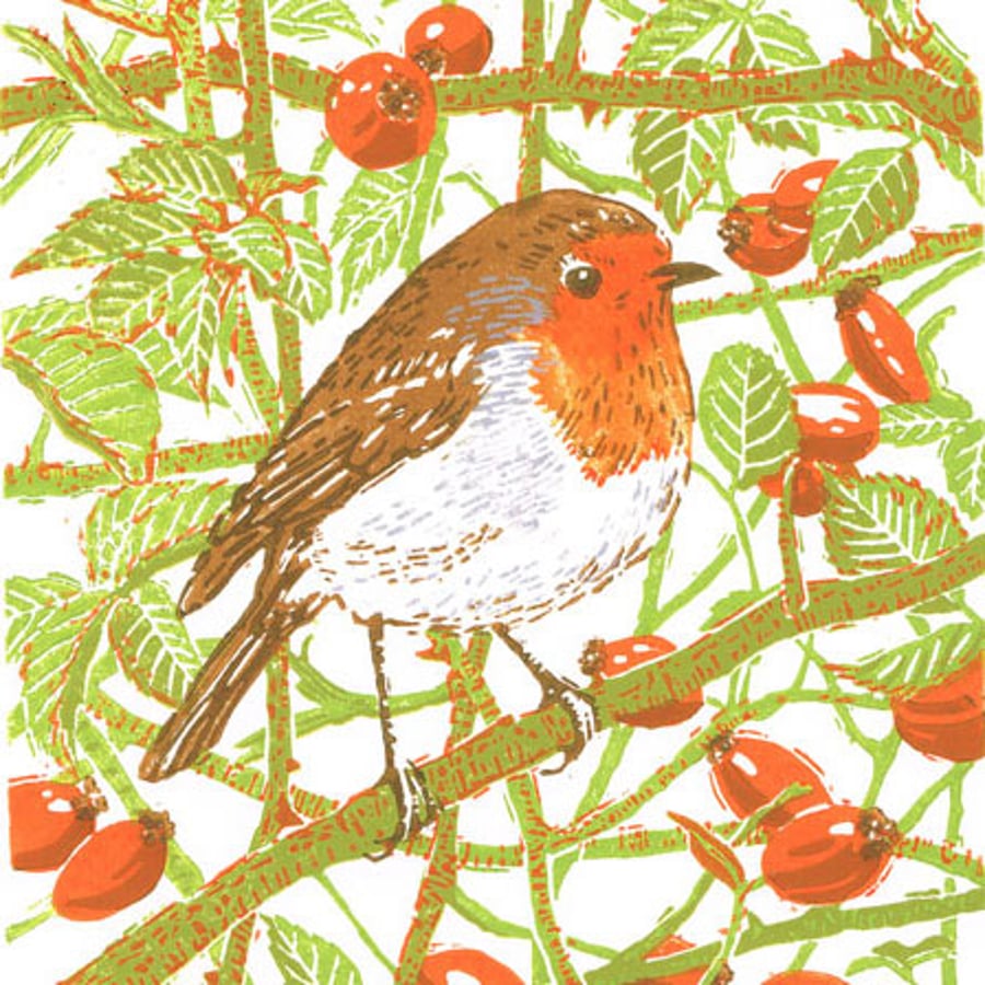 Robin - Original limited edition linocut print