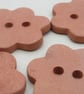 4 Smooth Terracotta Ceramic Flower Buttons - Image 3