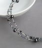 Dark Grey Multi Strand Necklace - Charcoal Jewellery - Black Pearl and Crystal - Image 2
