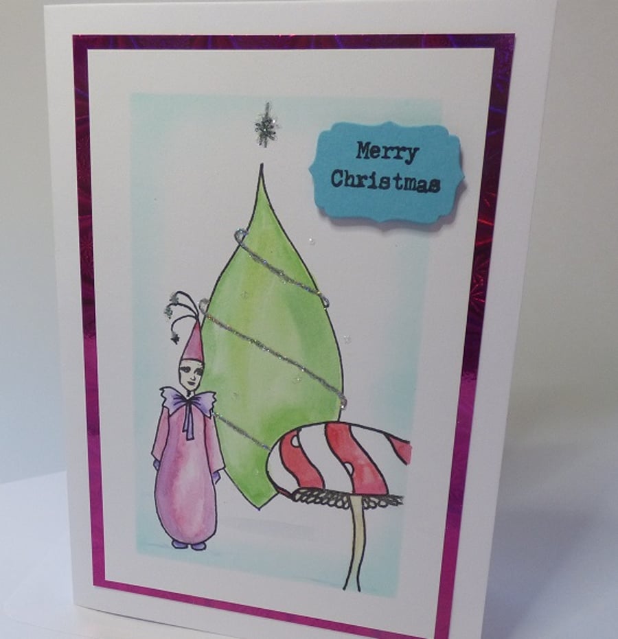 Land of Make Believe Christmas card blue 2 Folksy