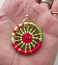 Dorset Button Earrings, Gold, Yellow, Green, Red, Viscose Silk - Image 4