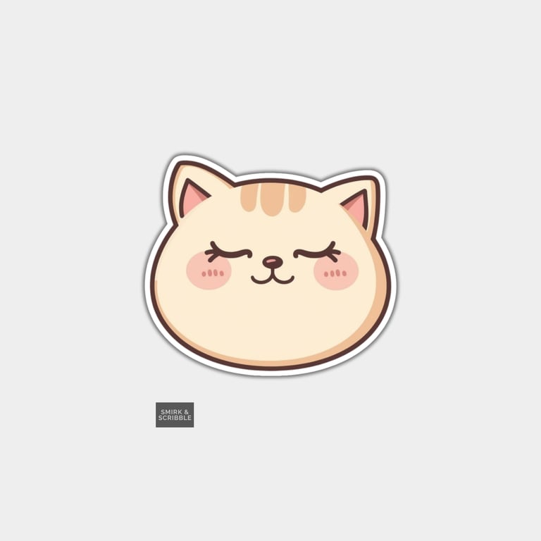 Funny Vinyl Sticker For Adults - Cute Cat Face