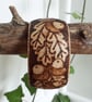 Pyrography acorn & oak leaf wooden bangle with burnt background - Image 3