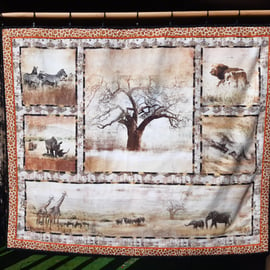 Quilted African Animals Wall Hanging or Throw