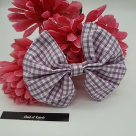 Hair bow slide clip in purple gingham fabric. 3 for 2 offer.   