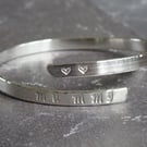 Mummy and Heart Bangle, recycled sterling silver