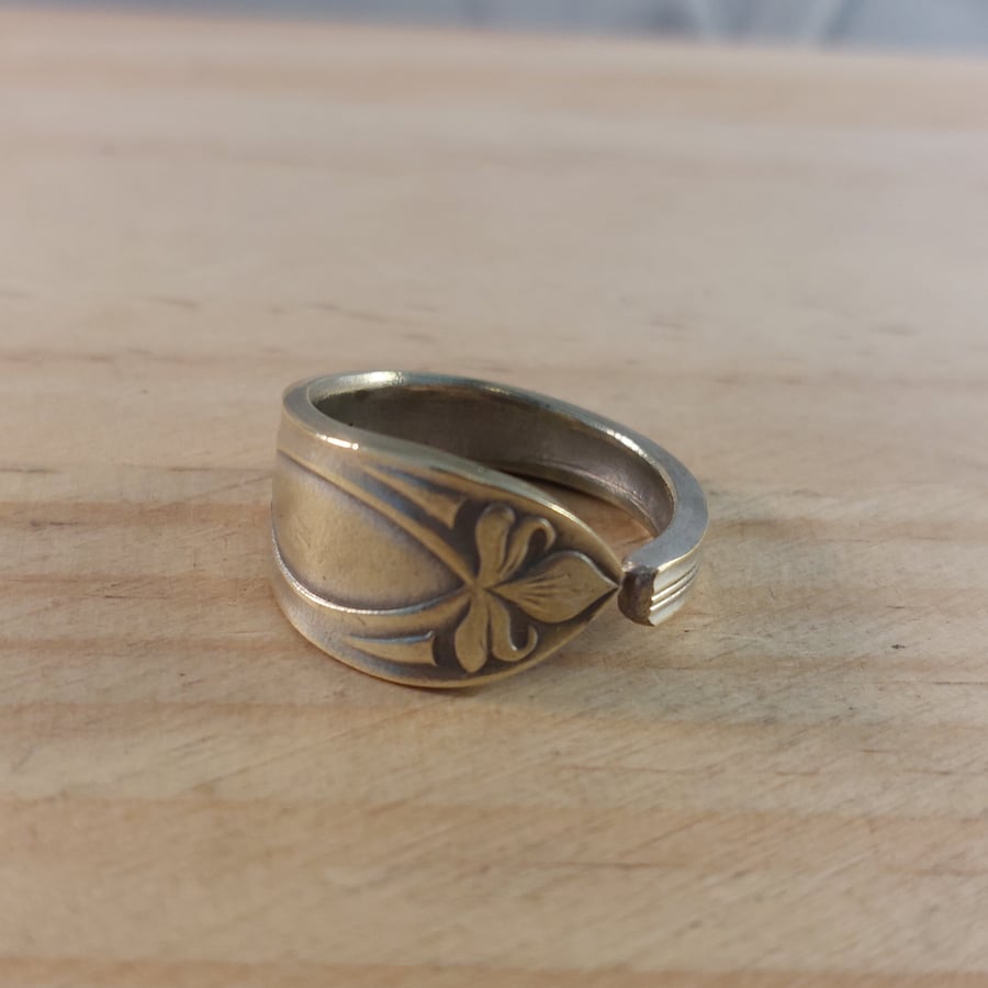 Upcycled Silver Plated Bow Spoon Handle Ring (SPR062508)