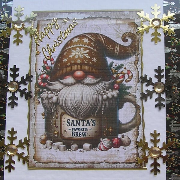 Happy Christmas Hand Crafted Decoupage Christmas Card - Happy Christmas 2947