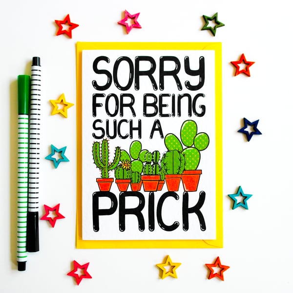 Funny Apology Card, Funny Cactus Pun Sorry Card
