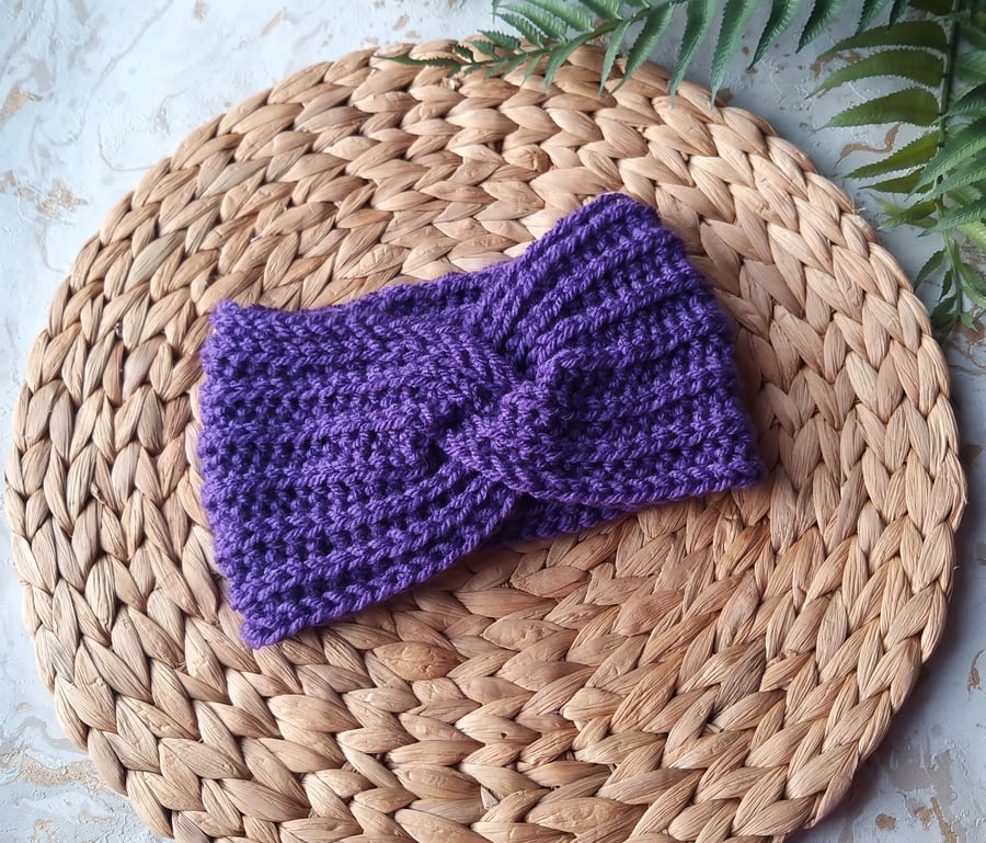 2024Sale Crochet Ear Warmers - Headband Twist Style Purple