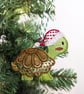 Embroidered Turtle Christmas Ornament: Hanging Pet Decoration