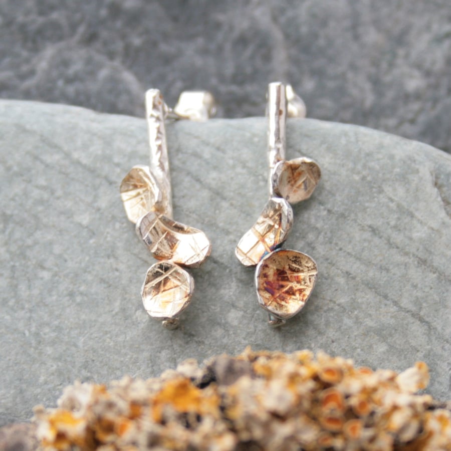 Sterling silver botanical earrings