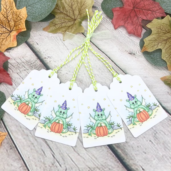 Halloween Baby Dragon Gift Tags - set of 4 tags