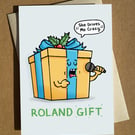 Roland Gift Cartoon Pun Christmas Card A6 - Fine Young Cannibals FYC Xmas