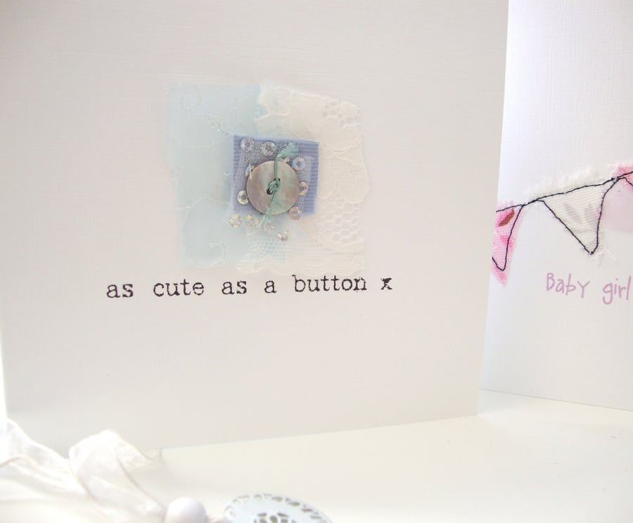 new baby boy card with button