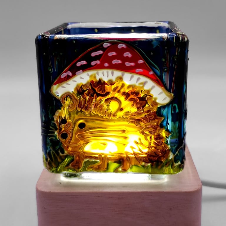 Hand painted glass candle holder