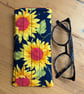 Sunflower Print Quilted Fabric Glasses Case