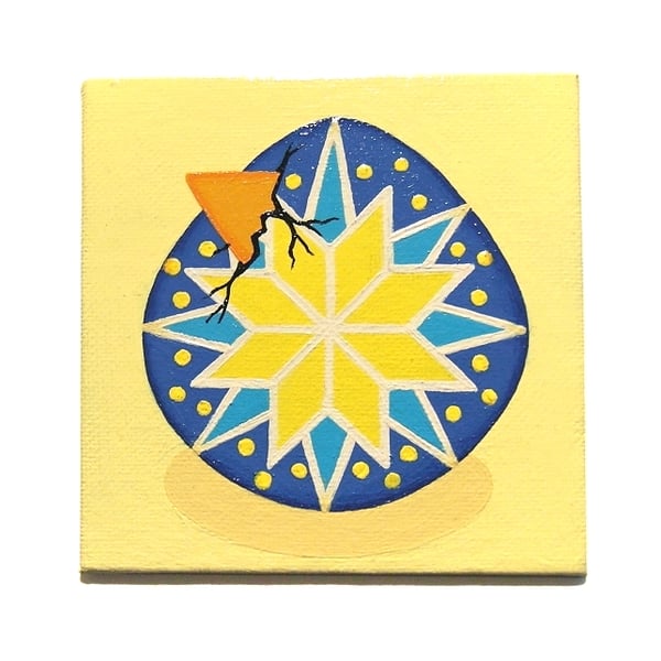 Sold Hatching Egg Large Fridge Magnet - blue and yellow magnetic Ukraine art