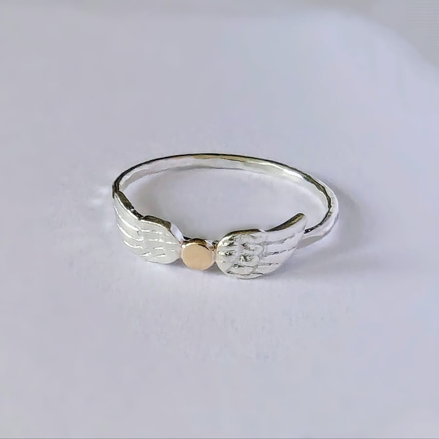 STERLING SILVER  9 carat Gold Silver Ring Handmade Urban Design Jewellery