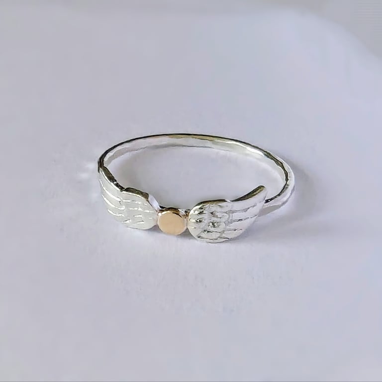 STERLING SILVER  9 carat Gold Silver Ring Handmade Urban Design Jewellery