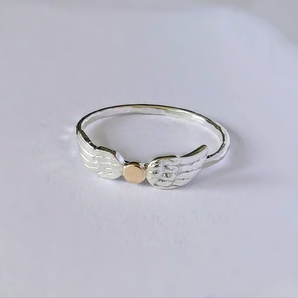 STERLING SILVER  9 carat Gold Silver Ring Handmade Urban Design Jewellery