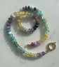Fluorite & Banded Agate Hand Knotted Beaded Gemstone Necklace - Image 5