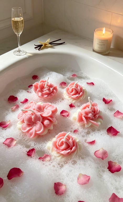 Floating Soy Wax Bath Candles- Romantic Bath Decor& Skin Loving Relaxation Gift