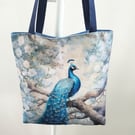 Handmade lined tote bag with long staps, eco friendly bag.