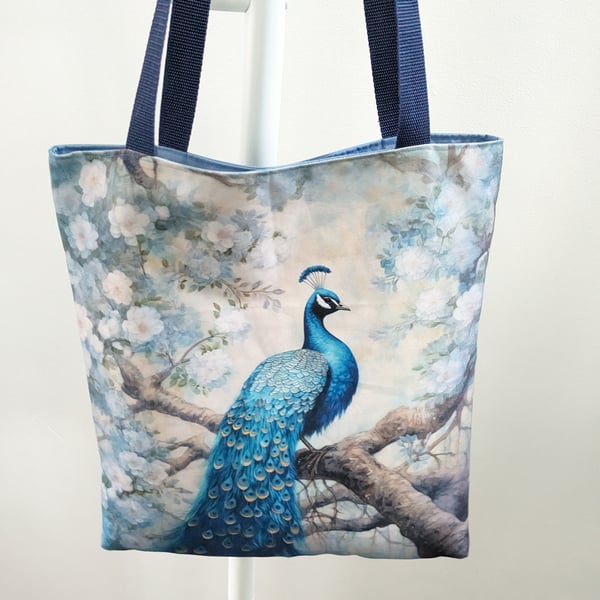 Handmade lined tote bag with long staps, eco friendly bag.
