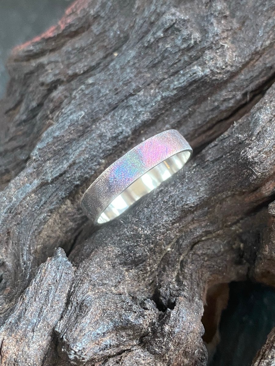 iridescent Silver handmade ring