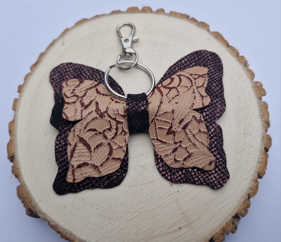 Leather Butterfly Keyring