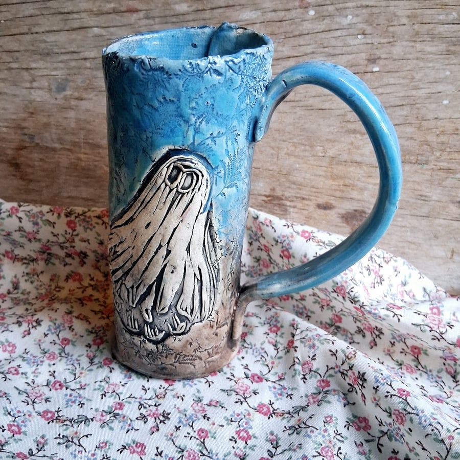 ceramic coffee mug no 21 ghost brown blue