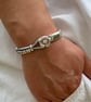 Women's Leather Bracelet, Silver Plated Boho Cuff Bracelet
